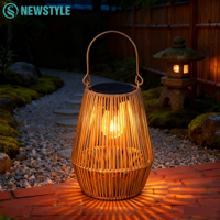 LED Solar Lanterns Outdoor Hanging Solar Lights Rattan Woven Lantern Waterproof Outdoor Lamp Decorations Yard Garden Pathway