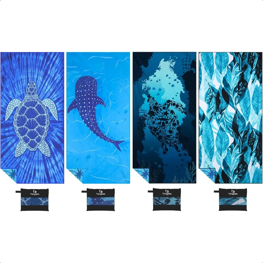 

4 Pack Microfiber Lightweight Thin Beach Towel Sand Free Quick Dry er Absorbent Large Towels for Swimming Pool Yoga Gym Travel