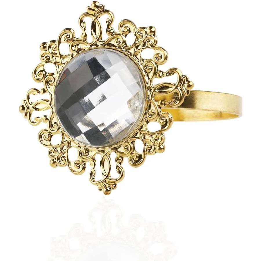 

12pcs Acrylic Napkin Rings Napkin Holders Wedding Banquet Dinner Decoration Golden