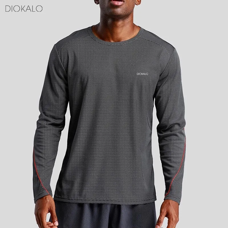 

DIOKALO Men Sports Long Sleeves Basketball Clothe Quick-drying Cloth Outdoor Gym Fitness Clothes Running T-shirt Breathable Trai