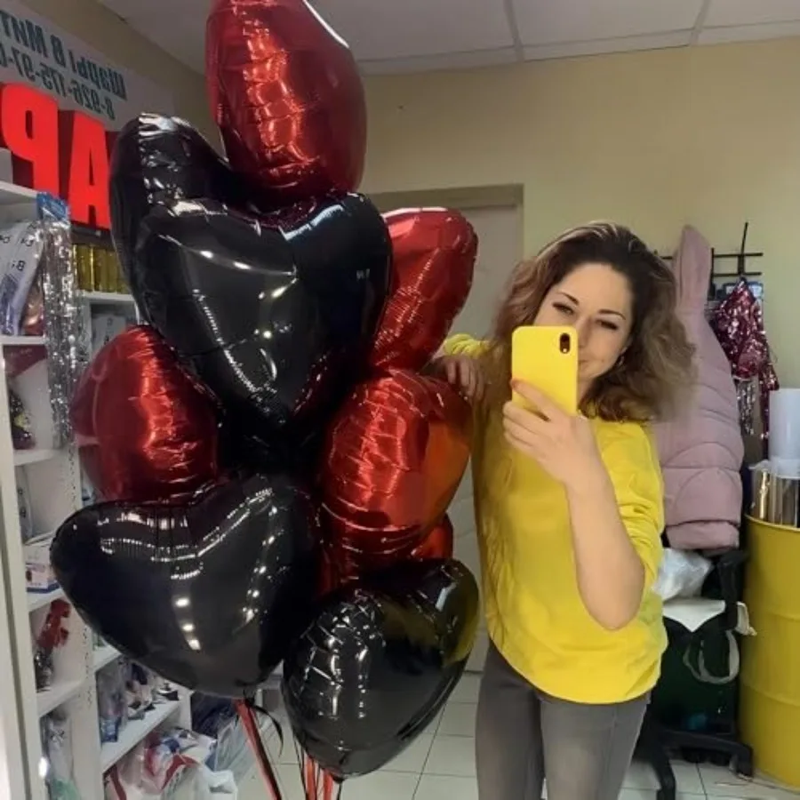 12 pçs balões de folha de coração preto e vermelho 18 Polegada balões mylar para amor dia dos namorados aniversário festa de casamento decoração