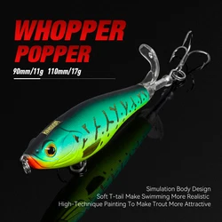 KINGDOM Propeller Topwater Fishing Lures 9cm 11cm Floating Artificial Baits Hard Plopper Soft Rotating Tail Fishing Tackle