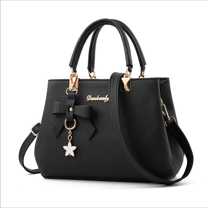 2023 New Shoulder Bags Women Vintage Bowknot Star Pendant Handbag Casual Women Messenger Leather Large Capacity Bags