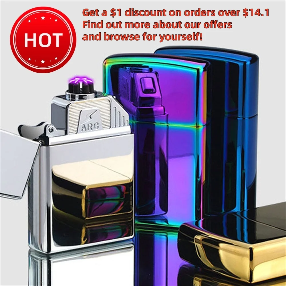 

Hot BoutiqueUSB Charging Lighter Six Arc Windproof Lighter Trendy And Bright Metal Electronic Cigarette Lighter Men's Gifts