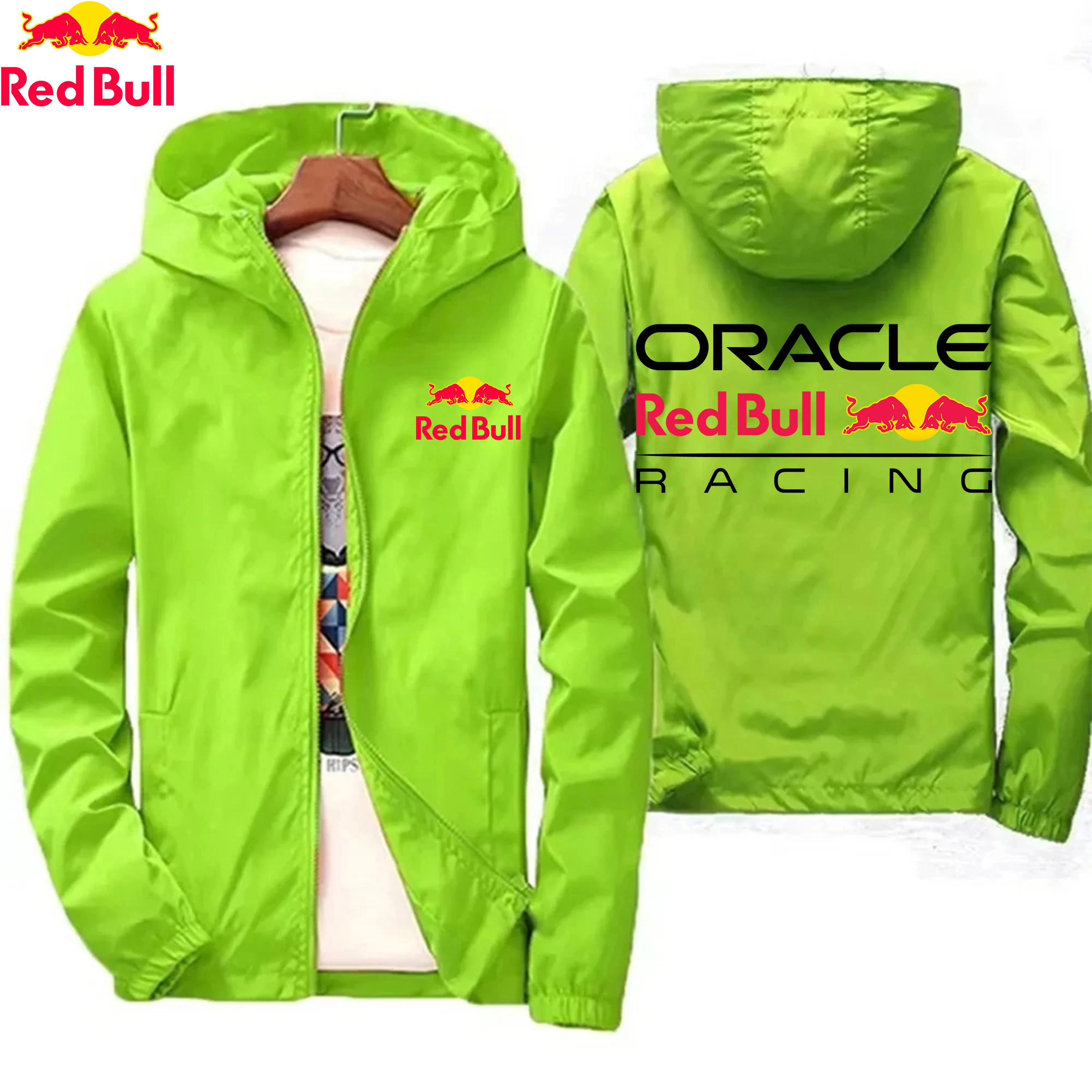 Nuevo equipo de carreras Red Bull, chaqueta con capucha y cremallera para primavera y otoño, cortavientos impermeable para hombre, ropa deportiva informal de moda para exteriores