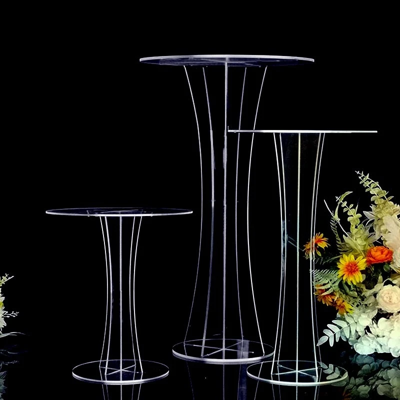 

3PCS Flower Rack Wedding Table Centerpiece Tall Acrylic Dessert Table Road Lead Cake Stand Crystal Event Party Decoration