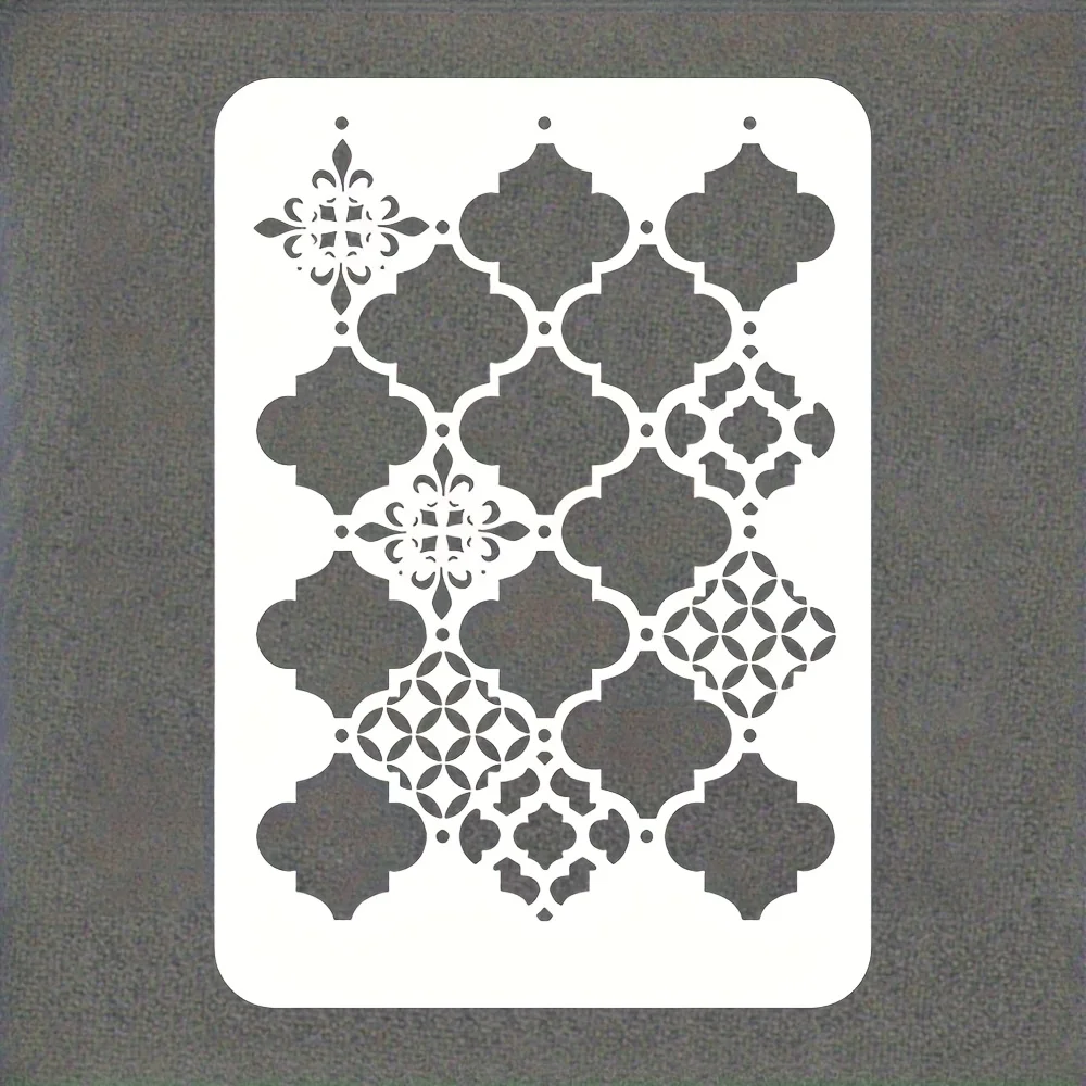 1 Stück 8,3x11,7 Zoll Marokkanische Mosaik-Schablone für DIY - Wiederverwendbare Kunststoff-Fliesenschablone mit Filigranen Quadratmustern – Detail 4