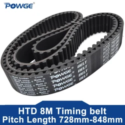 POWGE HTD 8M Timing belt Lp=728 736 744 752 760 768 776 784 792 800 808 816 824 832 840 848 Width 15-50mm Rubber HTD8M Belt Loop