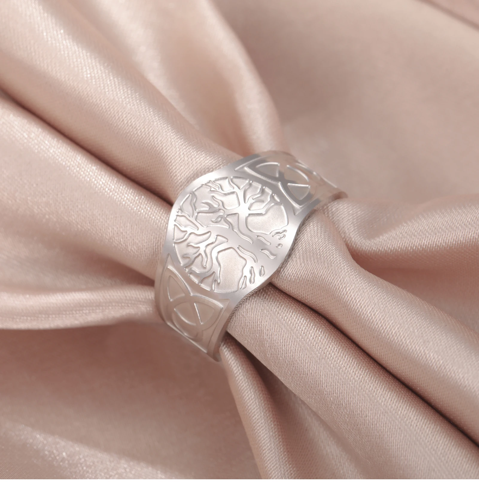 Cooltime Goldfarbener Keltischer Knoten Lebensbaum Offener Ring für Männer und Frauen Retro Edelstahl Nordischer Stil Amulett Schmuck 2026 Geschenk – Detail 8