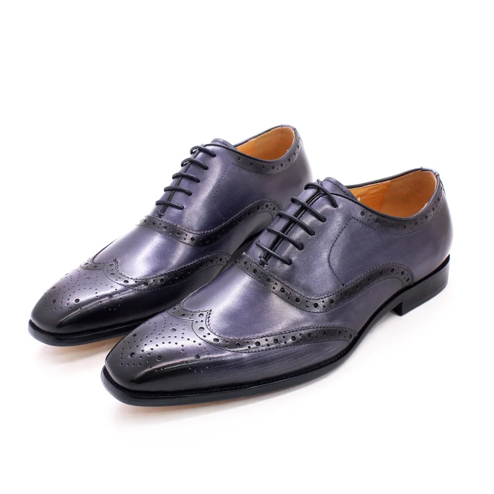 British Style Men Wedding Shoes Handmade Designer Luxury Genuine Leather Men Office Party Brogue Shoes White Man Oxfords