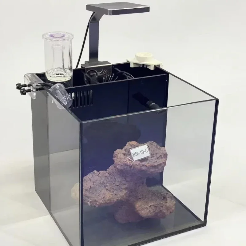 

High Transparency 5mm Thick Glass Fish Tank Mini Desktop Aquarium Light Emitting Diode Light Pump Back Filter Rectangle