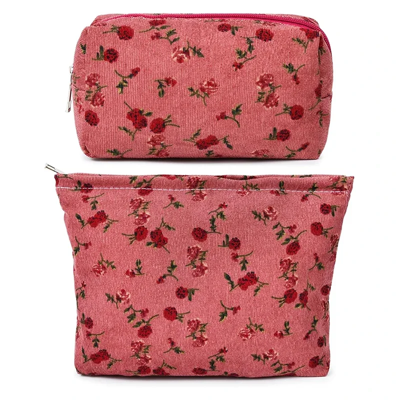 

NKXZ013 Pieces Rose Makeup Bags Large Cosmetic Capacity Canvas Mix Travel Toiletry Bag