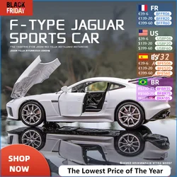 1:32 Jaguar F-type Sports Car Model Toy Simulation Sound Light Pull Back Alloy Die Cast Toys Vehicle For Boys Girls