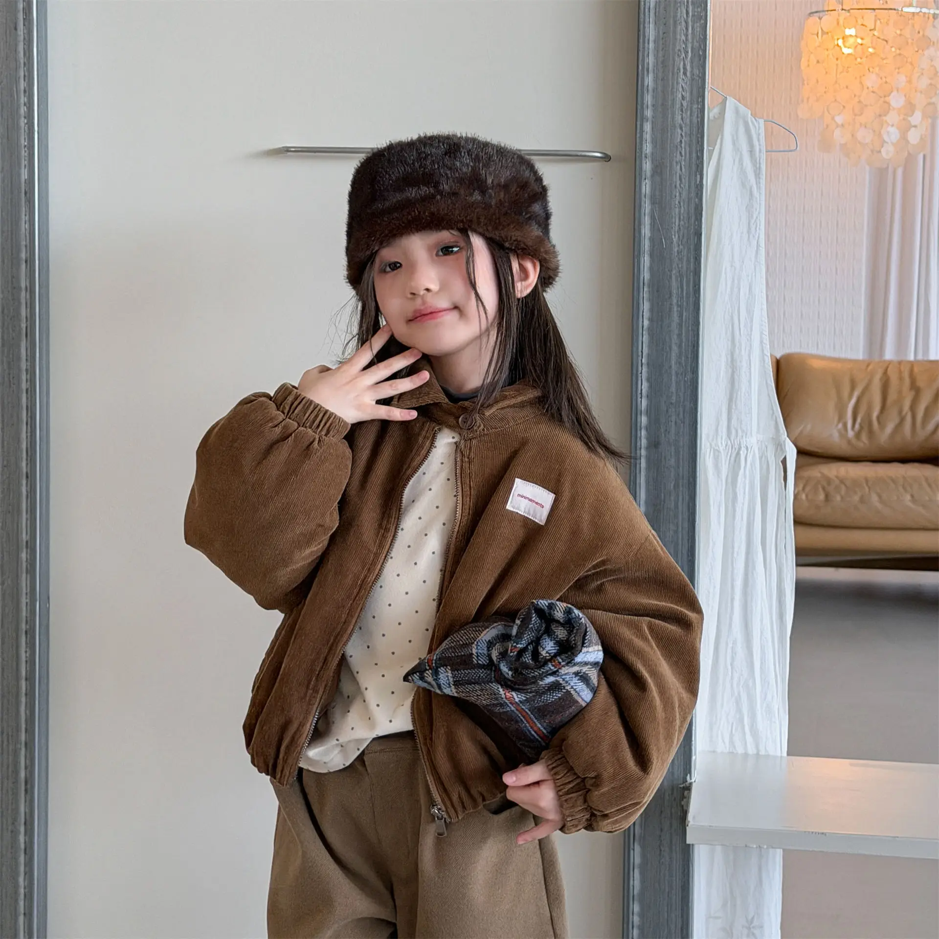 2026 Children's Autumn Winter Clothing Korean Corduroy Cotton Jacket Girls' and Boys' Versatile Casual Jacket