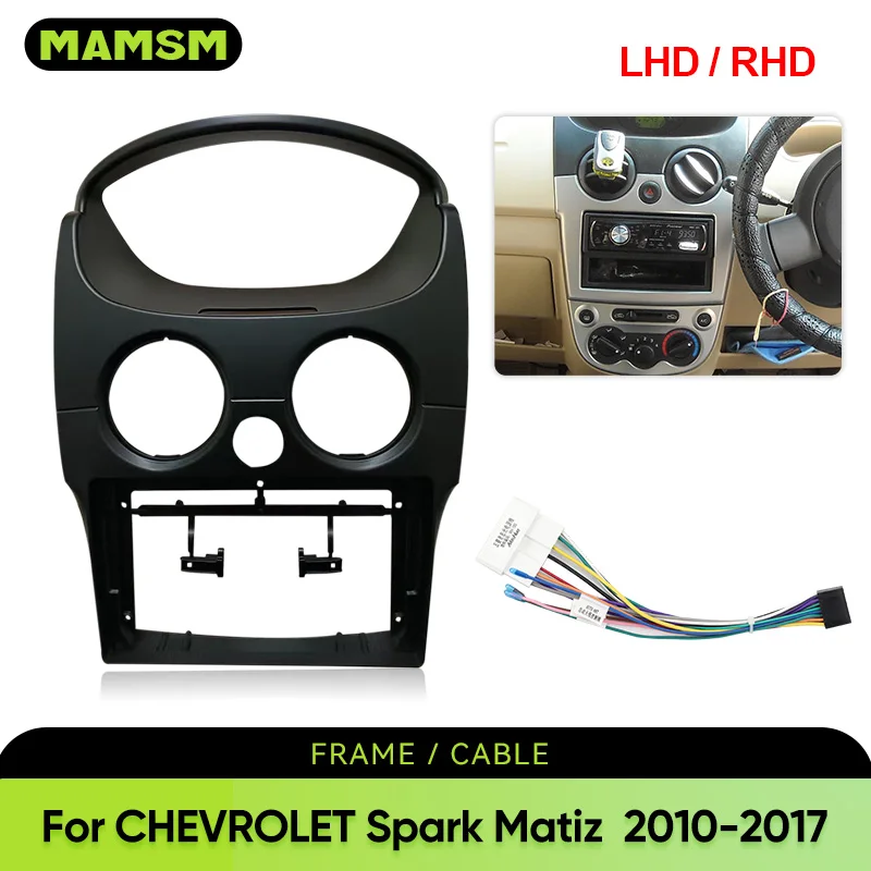 MAMSM LHD/RHD Car Radio Fascias Frame For 2010-2017  CHEVROLET Spark Matiz Stereo Panel Wiring Harness Power Cord