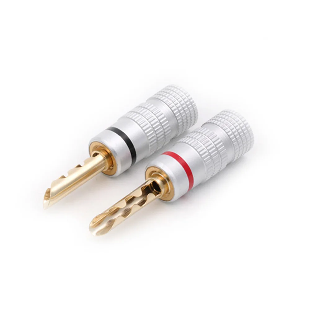 2pcs/1pair Sawtooth 4mm Banana Plug Gold Plated Banana Jack Connector for Audio Video Speaker Cable Terminal Connectors Adapter