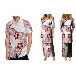 2024 V-Neck Half Sleeve Women'S Sheath Dress Polynesian Two-Piece Set Puletasi Samoan Tribal Ethnic Style Hawaiian Island Style