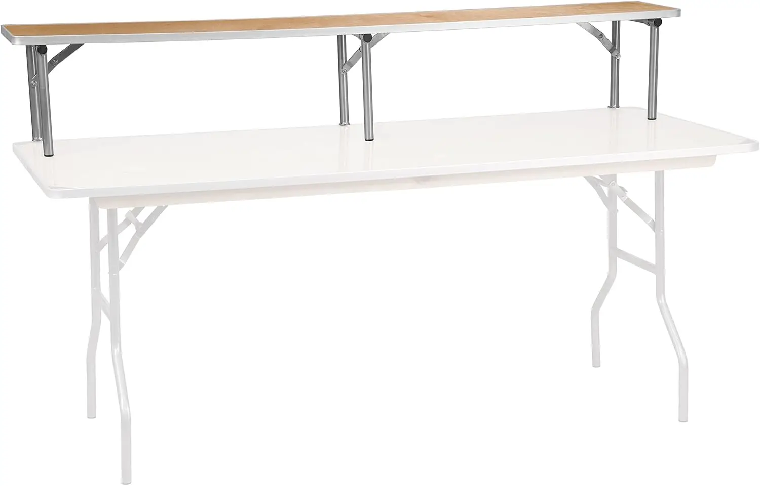Amara 72' x 12' x 12' Birchwood Bar Top Riser with Folding Silver Legs