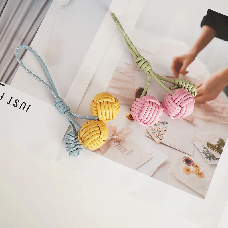 الفاخرة بو الجلود حقيبة يد قلادة نسج الكرة الإكسسوارات الإبداعية حقيبة يد الديكور هدية يدوية جميلة #6