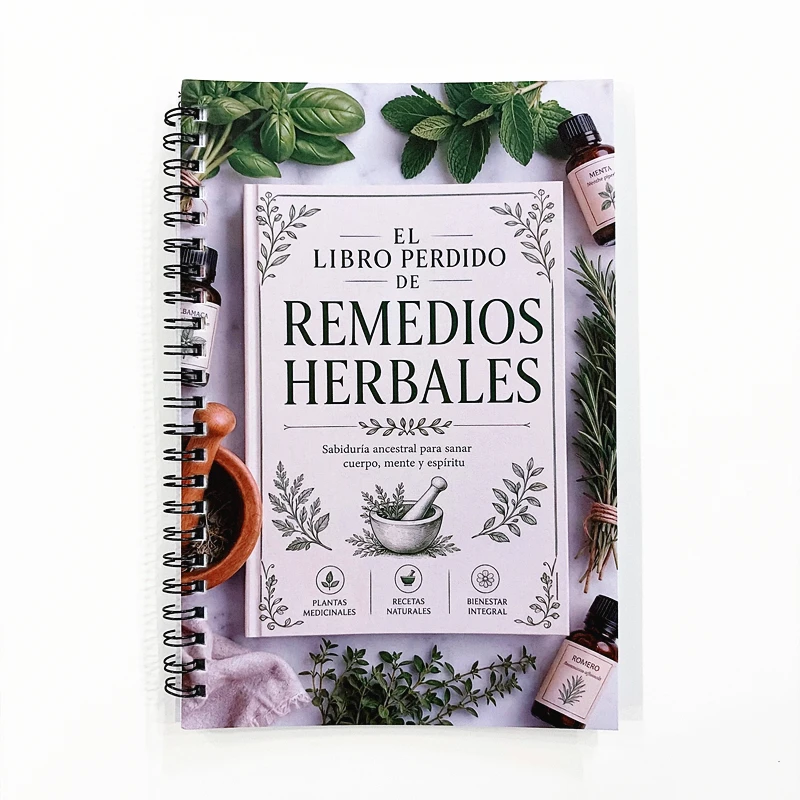El Libro Perdido de Remedios Herbales Notebook Vintage Herbal Aesthetic Spiral Journal for Herbalists & Natural Wellness