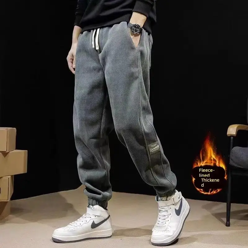 

Мужские вельветовые повседневные брюки на осень-зиму, утепленные, износостойкие, грязеотталкивающие, свободные, длинные, для работы