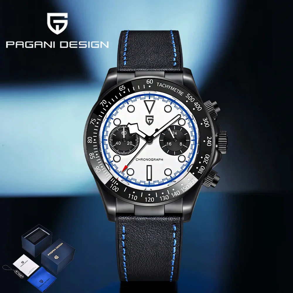 

Мужские кварцевые часы Pagani Design 2026 класса люкс, деловые, с сапфировым стеклом, светящимися стрелками, водонепроницаемые, хронограф, в подарочной коробке