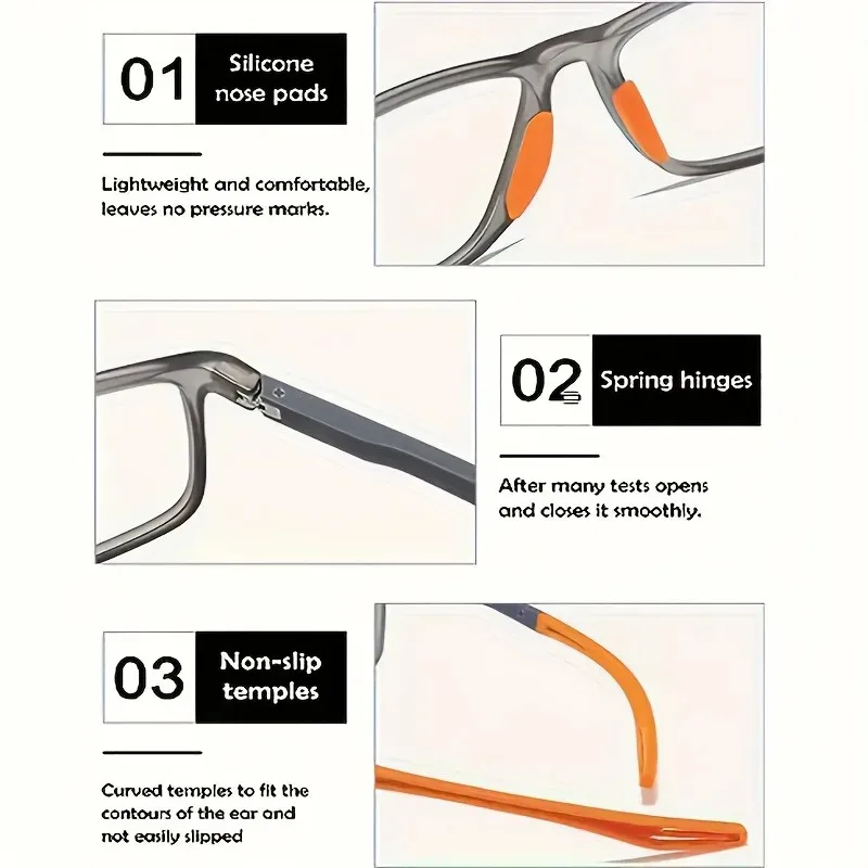 4 قطع نظارات قراءة رياضية للرجال والنساء - تصميم مربع قديم عدسات شفافة مضادة للضوء الأزرق ألوان متعددة