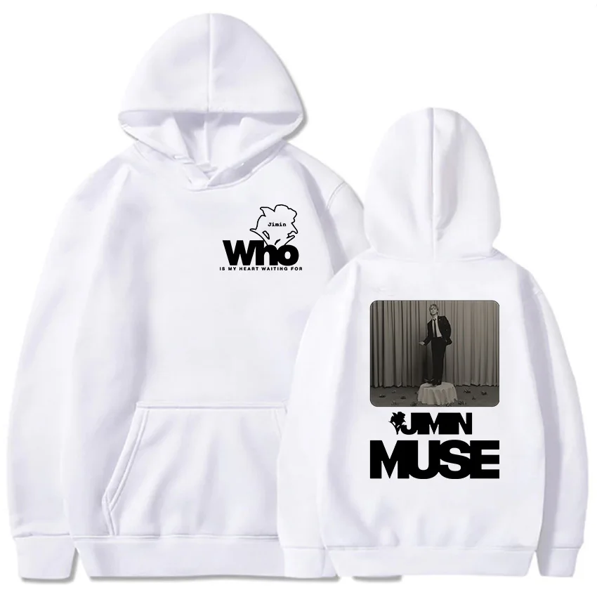 Hoodies Jimin Muse Album Graphic Sweatshirts Who Is My Heart Waiting For Flower Printing Pullovers Moletom Feminino Winter Women