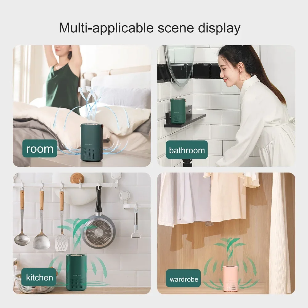 Xiaomi Portable Air Purifier Cleaner for Home Remove Smoke Odor Formaldehyde HEPA Filter Deodorizer Negative Ion Air Freshener