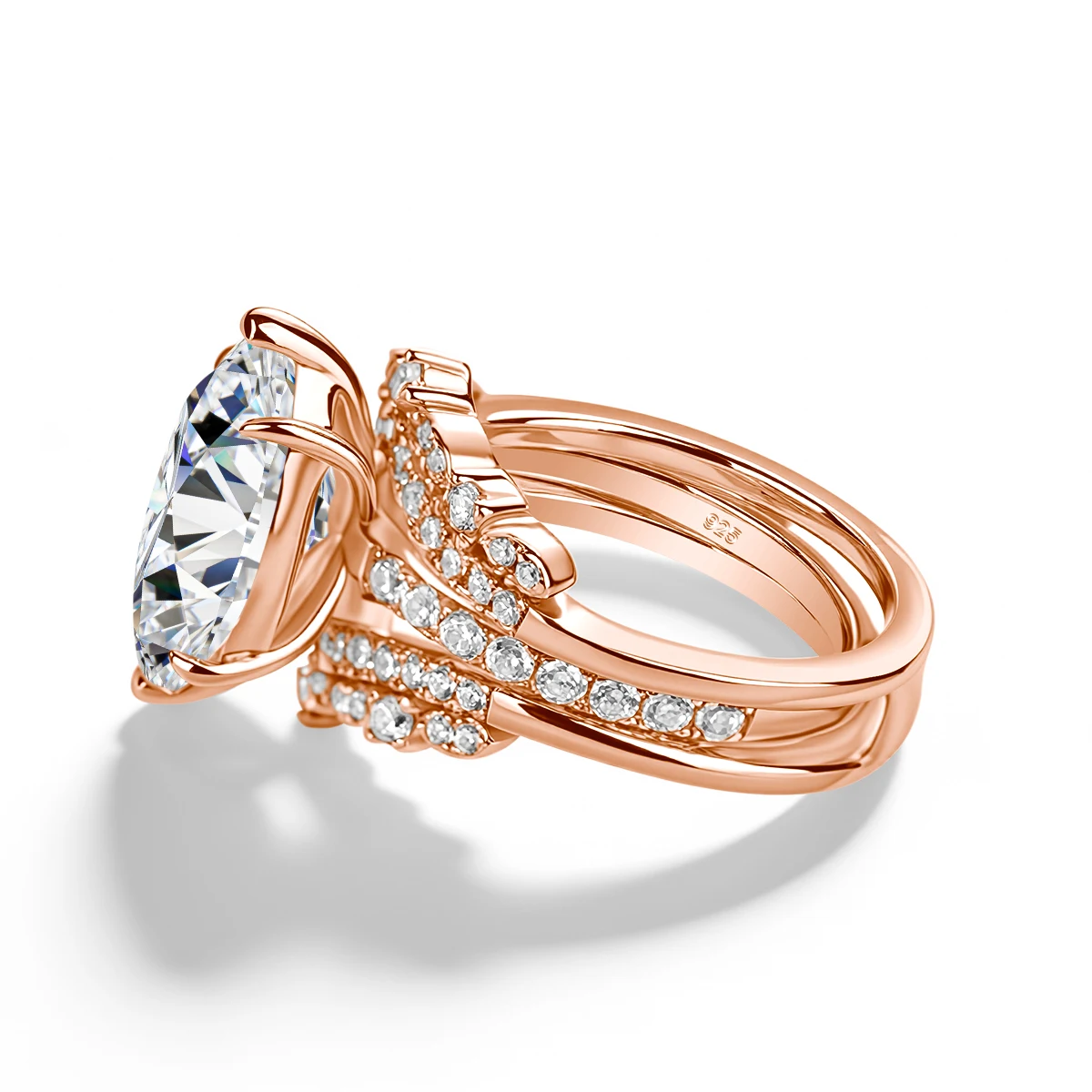 Halo-Verlobungsring-Set für Damen, 925 Sterling Silber, Marquise-Schliff Moissanit, Ehering, Brautschmuck – Detail 11
