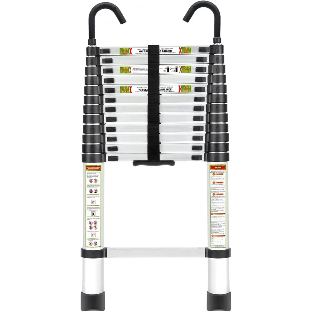 

Telescopic Ladder, 16.5FT Aluminum Telescoping Ladder with Stable Hook and Non-Slip Feet, Portable Extension Ladder for Househ