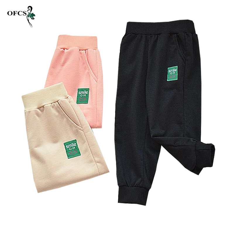 

Sping Girls Cotton Pants For 2-10 Years Sales With Free Shipping Solid Casual Children's Enfant Garcon Trousers Jogging Leggings