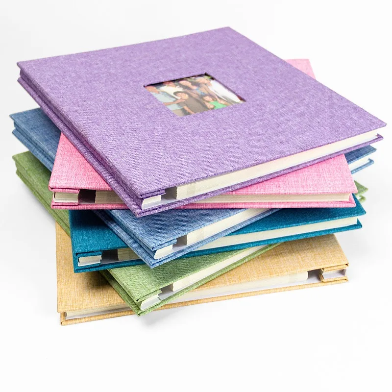 16 Inch Linen Cover Self-Adhesive Photo Album, DIY Sticky Photo Book, Memory Scrapbook Album for Family Wedding Travel Photos