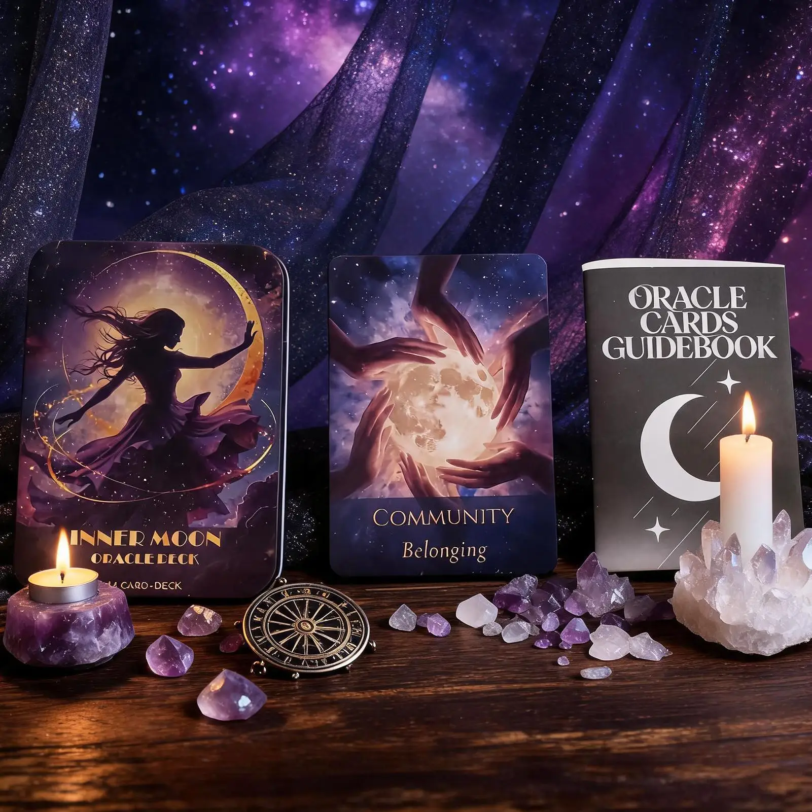 Divination Oracle Cards Inspirational Board Game Prop with Guide Moon Divination Cards Oracle Deck for Home Dorm Travel Camping