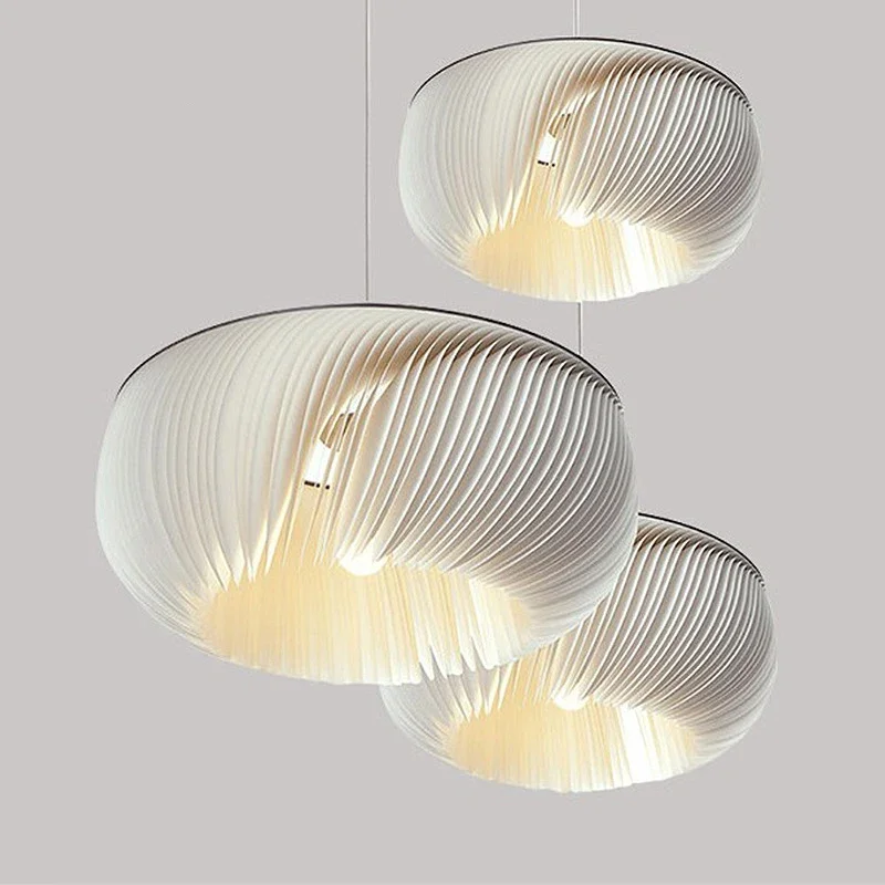 Nordic Wabi-Sabi Parchment Led Pendant Lights Living Dining Room Decor Led Pendant Lamp Bedroom Loft