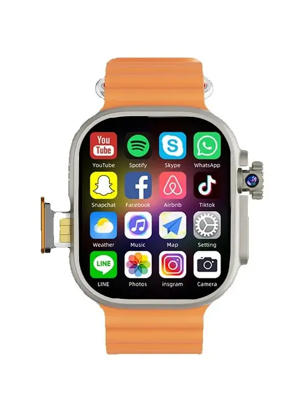 New Ultra Smart Watch 4G SIM Card 2.06''AMOLED Screen GPS WIFI 190°Rotating Camera Video Call Google Play Android Smartwatch image 3