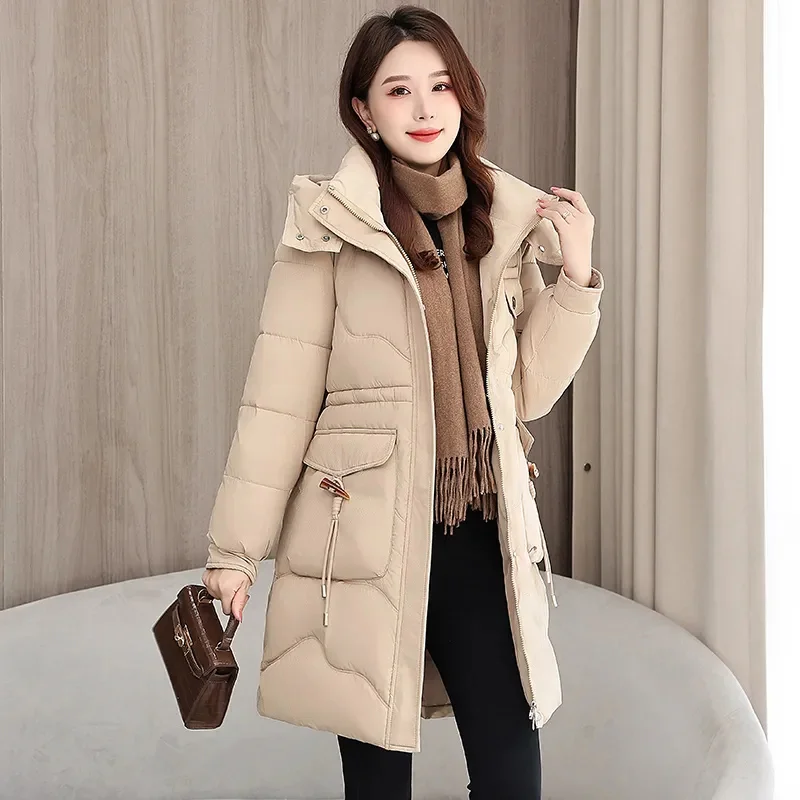 Puffer Jackets 2025 Winter New Down Coat Women Parkas Long Mother's Warm Cotton-Padded Jacket Female Outerwear Fashion Overcoat