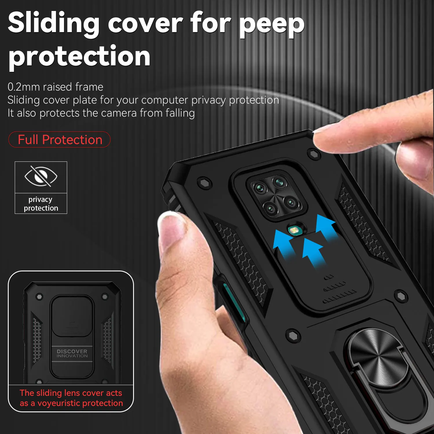 For Xiaomi Redmi Note 9S Case Slide Lens Protect Magnetic Ring Holder Armor Shockproof Protective cover For Redmi Note9 Pro Max