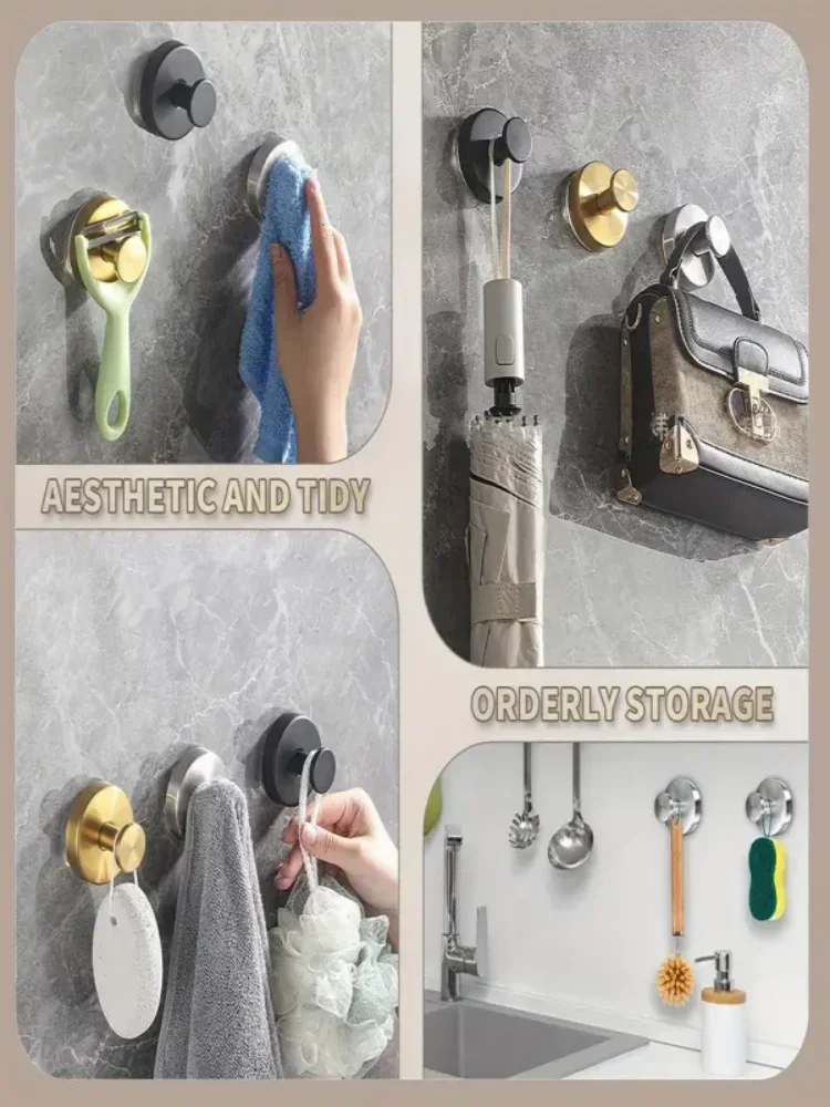 New 1/2pcs Vacuum Suction Cup Hooks Punch Free Bath Sucker Hook Wall Hook Hanger Glass Kitchen Bathroom Hooks For Towel Handbag