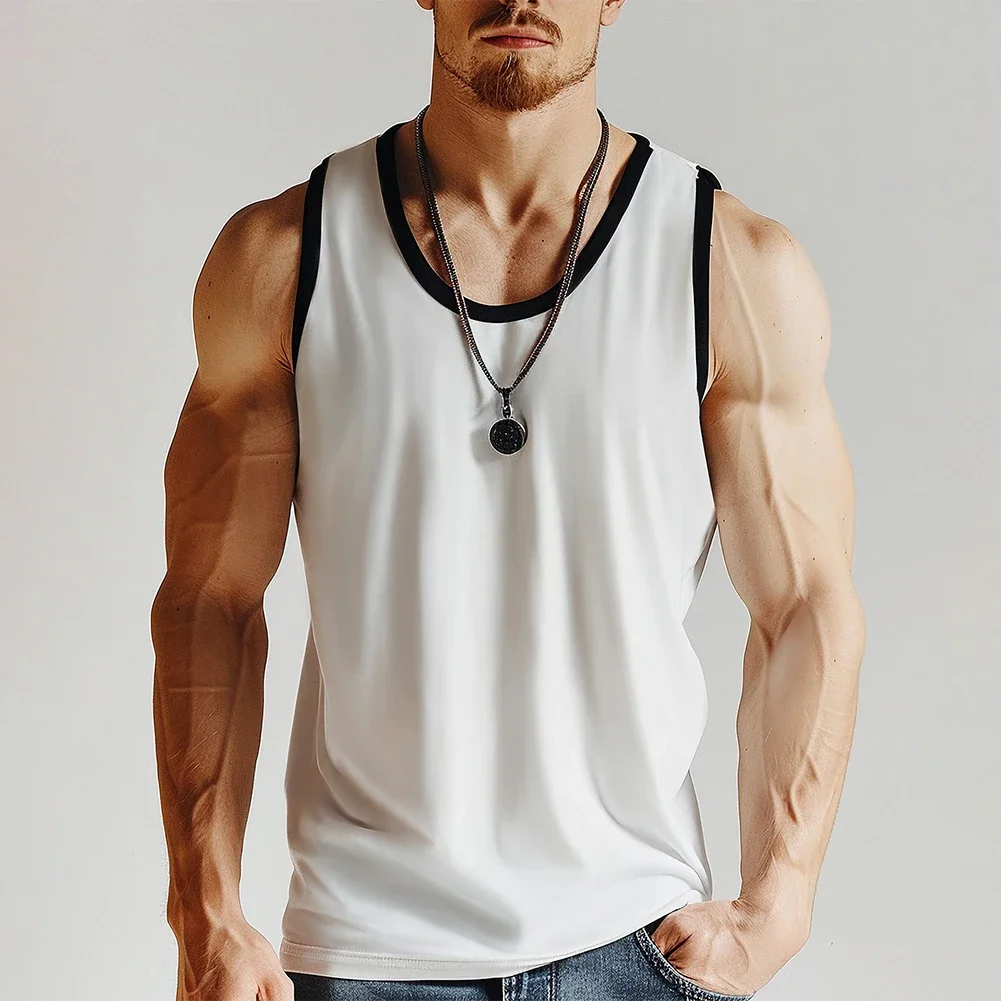 Black Men Fitness Vest Activewear For Men Fitness Bodybuilding Men's Workout Gear 5 Spandex Fabric 95 Polyester Material