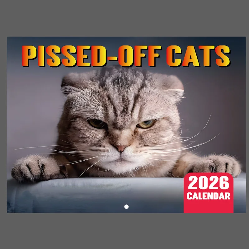 

2026 Angry Cat Theme Calendar New Year Wall Calendar Fun Cat Theme Gifts for Cat Lovers New Year Christmas Gifts