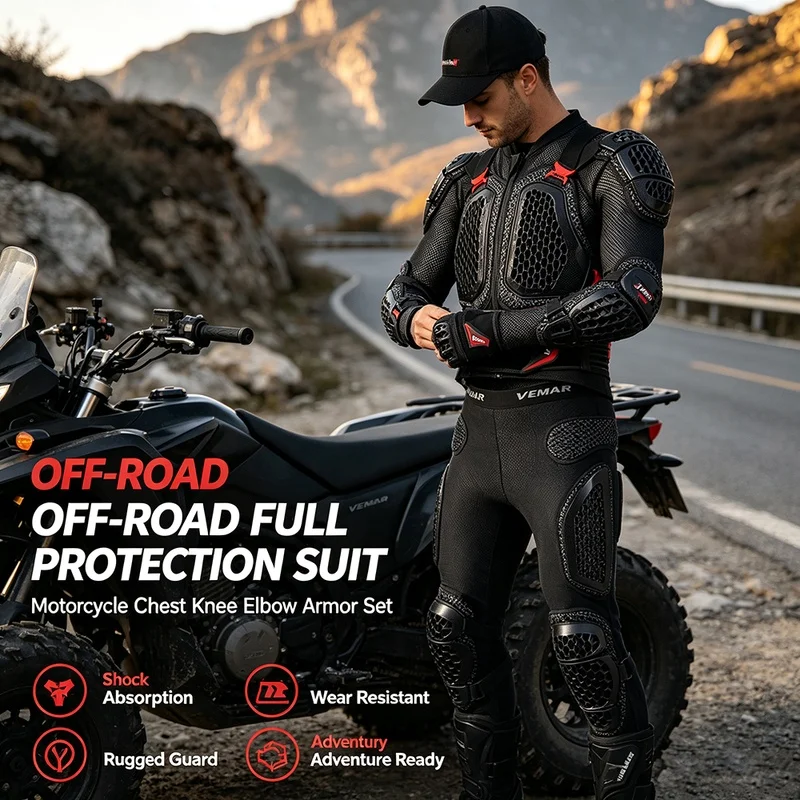 Motorcycle Body Armor Jacket Anti‑Impact Anti‑Fall Protective Vest Adjustable Breathable DH MTB Motocross Protective Gears
