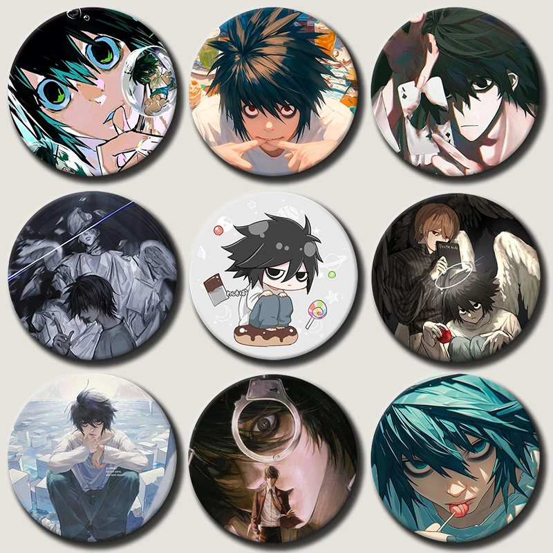 

58mm Anime Character L Lawliet Soft Button Pin Cartoon Role L Lawliet Brooch Creative Badge for Backpack Clothes Decoration Gift