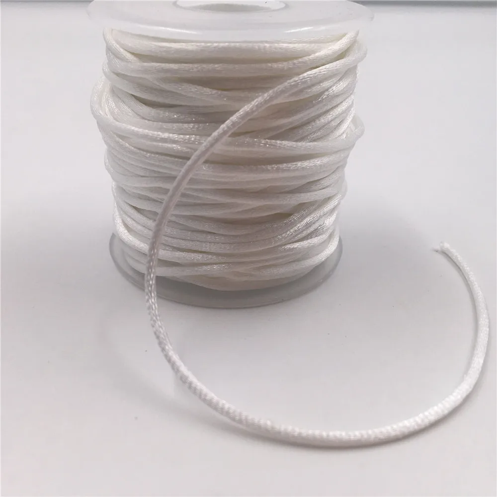 2mm White Rattail Satin Cord Thread Chinese Knot Macrame Bracelet Braided String DIY Tassels Beading Thread 10-225meters