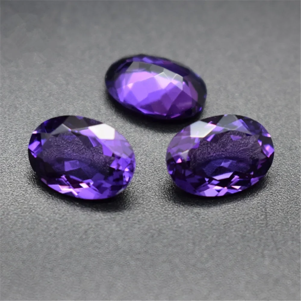 

Egg Shape Cultured Faceted Amethyst Gem 9x11mm 10x12mm 10x14mm