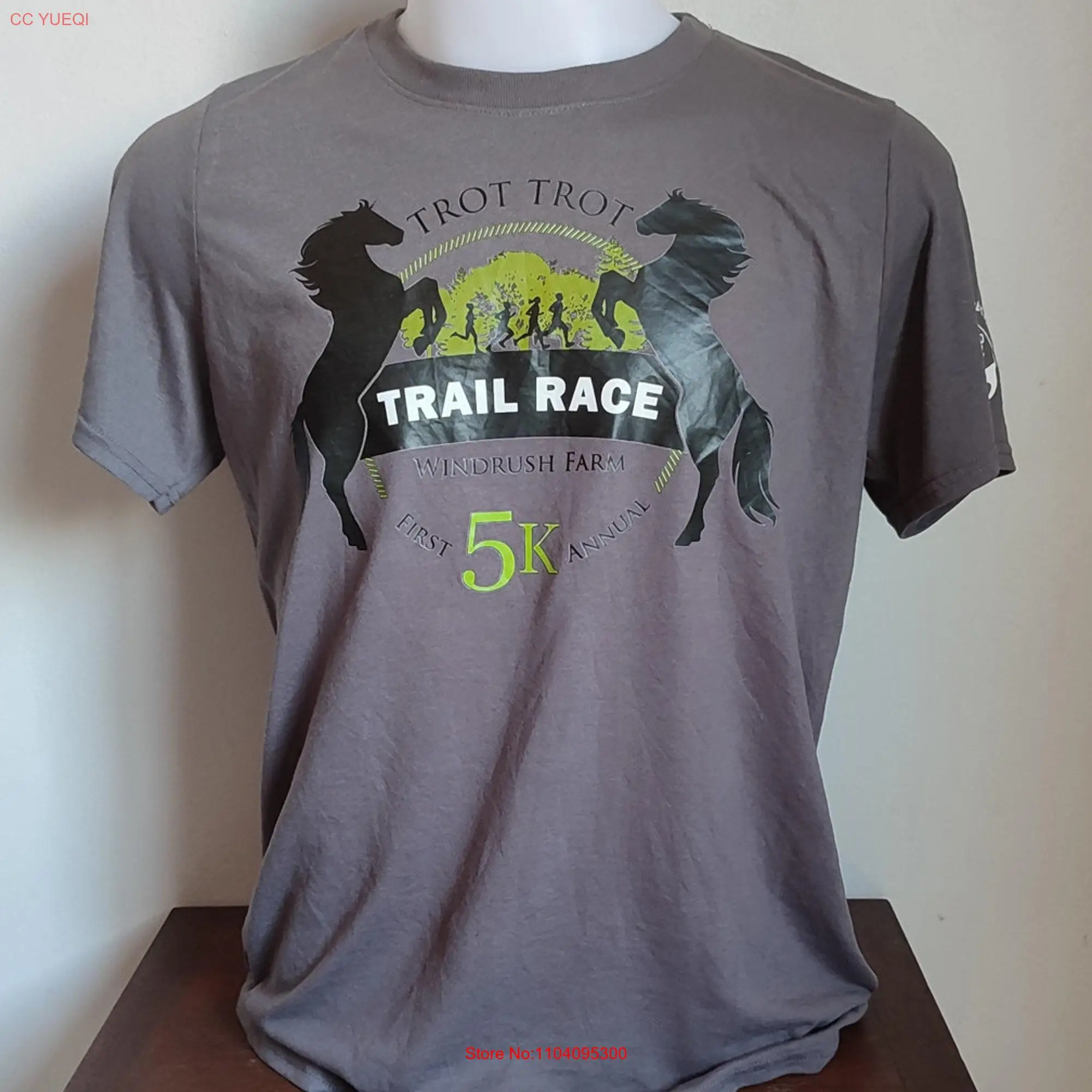 Trail Race Windrush Farm T Shirt Size Medium Slate Grey Used Condition 074 long or short sleeves