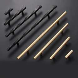 Gold Black Straight Cupboard Handles Knobs Stainless Steel Brushed Black Gold Kitchen Door Handles Cabinet Pull