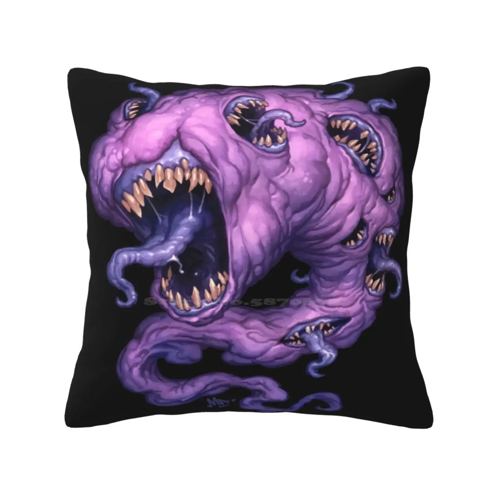 Shubniggurath Throw Cushion Pillow Cover Monsters Myths Creatures Nasty Horror Silly Funny Purple Teeth Slimy