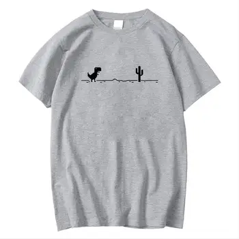 Męskie t-shirty z nadrukiem dinozaurów kaktus śmieszne topy letnia bawełniana koszulka dla mężczyzn Casual koszulka z okrągłym dekoltem koszule Streetwear podstawowy top