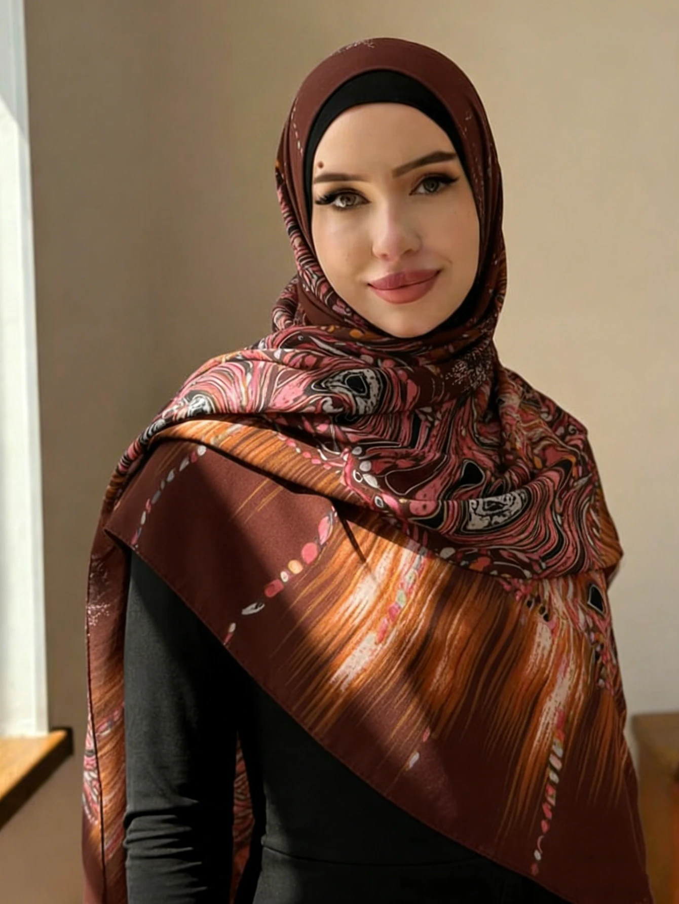 Dezenter Bedruckter Chiffon-Hijab für Frauen Tiermuster-Schal Islamischer Kopfschmuck Kopftuch Party Ramadan Eid Muslimischer Türkischer Hijab – Detail 3